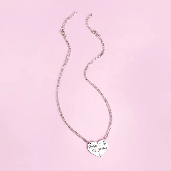 NEW "Mother & Daughter" Puzzle Heart Necklaces Silver 18"+ - Picture 3 of 6